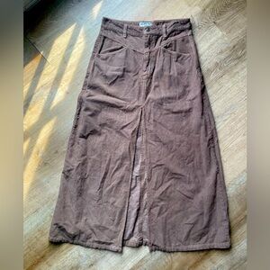 Free people We The Free Brown Corduroy maxi Skirt with Front Slit 4 Boho